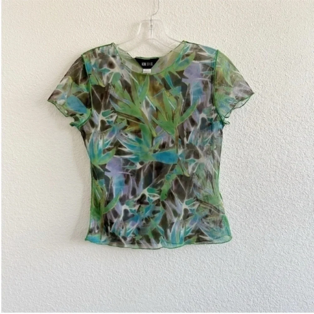 Kim Shui Green Mesh Print Top and Skirt Set
